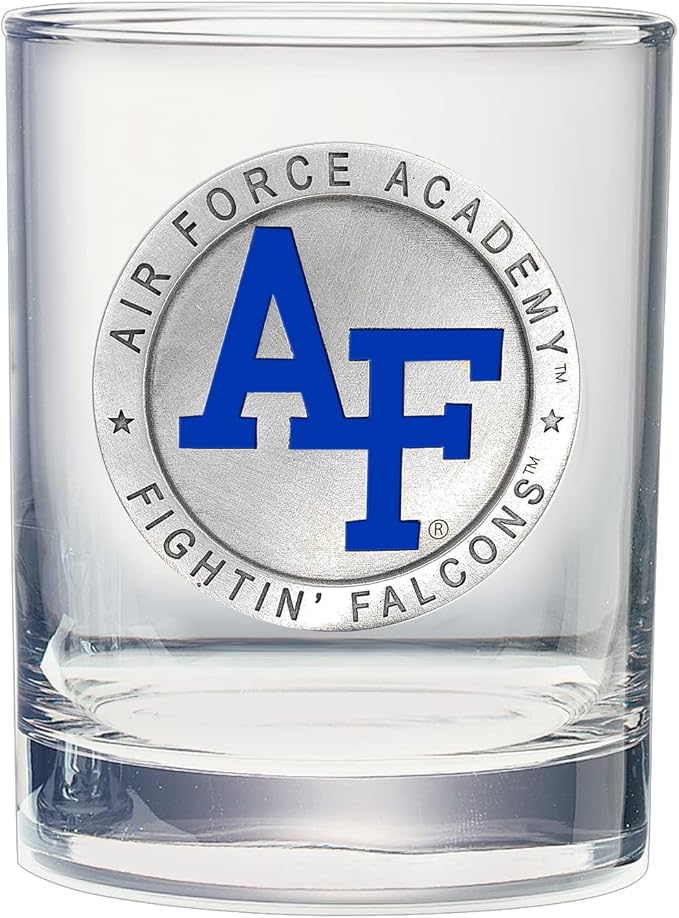 Heritage Pewter US AIR FORCE ACADEMY Double Old Fashion | Double Rocks Glass 14 OZ for Liquor | Expertly Crafted Pewter Glass