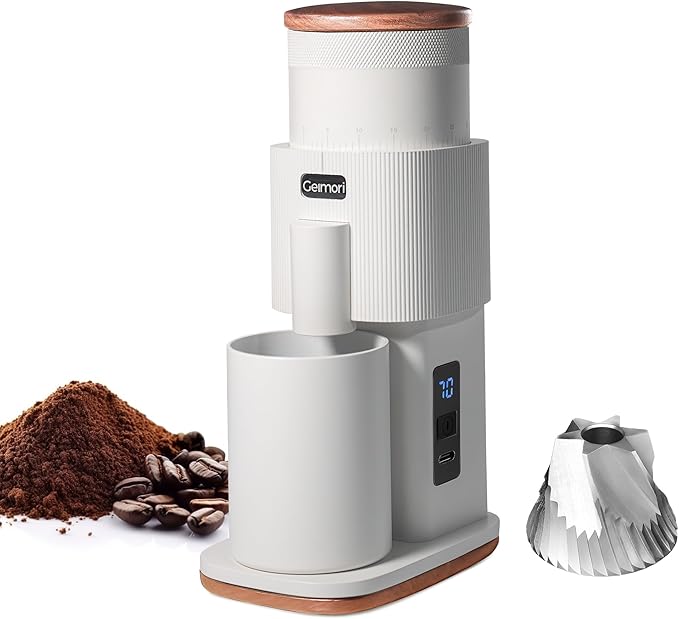 Coffee Grinder,Wirsh Portable Cordless Rechargeable Coffee Grinder Geimori T38 with Conical Burrs,3600mAh Batteries,Grind Settings for Espresso,Pour Over,French Press,Camping,Travel&Home Use