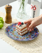 glowworm Dessert Plates Set of 4, 8.5 Inch Ceramic Dinner Plates, Small Salad Plates Set for Kitchen, Microwave, Oven and Dishwasher Safe, Bohemian