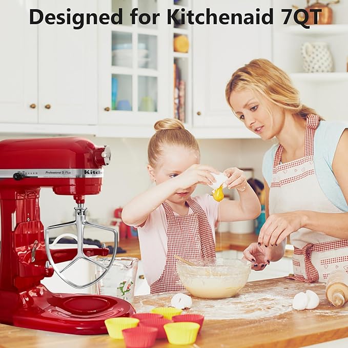Flat Beater for KitchenAid 7QT Bowl-lift Stand Mixers, Stainless Steel Paddle Accessories for Kitchen aid, Dishwasher Safe