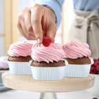 Aoriher 150 Pieces 10 oz Mini Cake Pans with Lids Aluminum Foil Baking Cups Square Disposable 4" x 4" Large Cupcake Cups Baking Tins for Kitchen Brownie Pudding Desserts Holders(White)