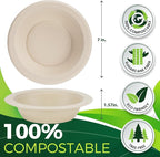 Paper Bowls 16 oz [150-Pack], Heavy Duty Disposable Bowls Perfect for Hot Soup and Milk Cereals, 100% Compostable and Eco-Friendly Made from Bagasse