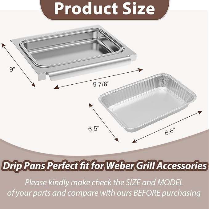 67047 Oil Catch Pan with 6415 15-Pack Aluminum Pan Liners for Weber Spirit I&II 200 and 300 Gas Grills, 83156 Grease Drip Tray Liners Parts for Weber Genesis I&II LX200/300 Series,for Weber Traveler