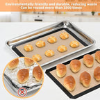 2-Pack Silicone Baking Mats – Non-Stick Reusable Oven Liners for Half Sheet Pans (16.54" x 11.62"), BPA-Free Silicone, Easy to Clean, for Cookies, Roasted Veggies, Pizza & More