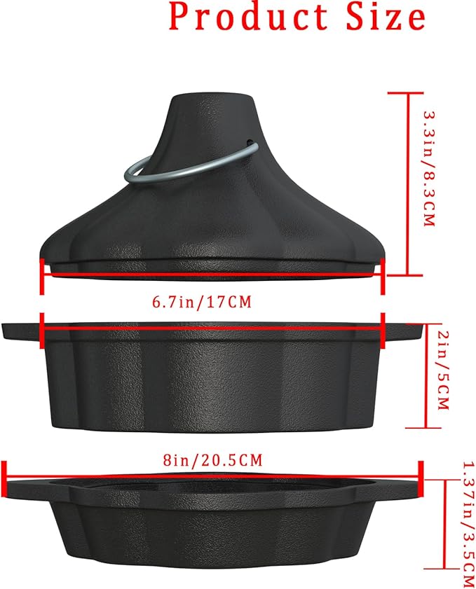 2-in-1 Wood Stove Steamer/Humidifier with Garlic Roaster & Saucepan Pot, Dual-Layer Design for Steaming, Baking, Stove Protection & Multi-Functional Cooking (1.4 Qt + Compact Size)