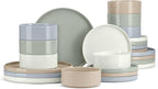 E-far Dinnerware Sets for 8, 24-Piece Stoneware Plates and Bowls Dish Set, Modern Kitchen Dinning Dishware, Chip and Scratch Resistant, Microwave & Dishwasher Safe, Speckled Multicolor