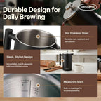 Extra Large French Press Coffee Maker 59 oz (1.75L), Large Capacity Stainless Steel Big French Press XL, Thermal Insulated Black Coffee Maker with Double Walled Insulation, Black