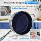 Deluxe DUXANO 14PC Healthy Pots and Pan With 9H Anti-scratch Coating, 2-Layer Non-Stick Ceramic&PFAS Free, Sensitively&Evenly Induction Cooking, Enhanced Flavor with Infrared Cookware, Dishwasher Safe