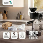 PUREHQ Coffee Machine Descaler Tablets – 24 Count Cleaning Tabs with 6 Keurig Water Filter Cartridges – Compatible with Keurig and Breville Coffee Makers