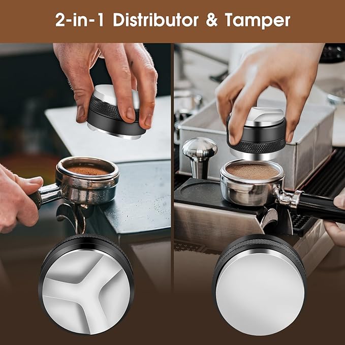 54mm Espresso Accessories Kit, Coffee Distributor and Tamper Leveler, WDT Tool and Dosing Funnel Set Fits 54 mm Espresso Machines and Portafilters