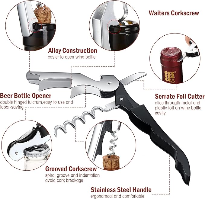 Honoson Wine Keys Opener Travel Wine bottle Opener Waiter Beer Bartender for Home Office Kitchen Restaurant Bar Applications (Black,150 Pcs)