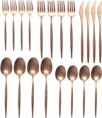 Luxury Vintage Flatware 20-Piece Set – Service for 4, Premium Stainless Steel with Weighted Handles, Aged Heirloom Finish, Dishwasher Safe, Elegant and Modern Cutlery (Vintage Copper)
