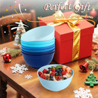 Homienly Wheat Straw Bowls, 8 PCS Microwave Safe Bowl Unbreakable for Salad, Soup, Cereal, Oatmeal, Reusable Plastic Bowls for Kithen, Family, Camping, Party, Dishwasher Safe, 26 OZ (Gradient Blue)