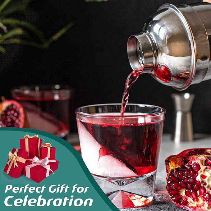 Cocktail Shaker Set, Mixology Bartender Kit 10-Piece Bar Tools Set with Stylish Bamboo Stand, Bar kit: Martini Shaker Muddler Jigger with All Essential Accessory Tools Gifts for Men Dad