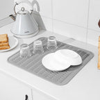 Silicone Dish Drying Mat for Multiple Usage,Easy clean,Eco-friendly,Heat-resistant Silicone Mat for Kitchen Counter or Sink,Refrigerator or Drawer Liner Grey 2XL 24 inches x 18 inches