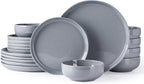 GBHOME Ceramic Dinnerware Sets for 6, 18pcs Stoneware Plates and Bowls Sets, Handmade Chip and Scratch Resistant Dishes Set, Dishwasher & Microwave Safe