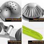 Lemon Squeezer Stainless Steel - Premium Quality, Heavy Duty Solid Metal Squeezer Bowl - Large Manual Citrus Press Juicer and Lime Squeezer (Green)