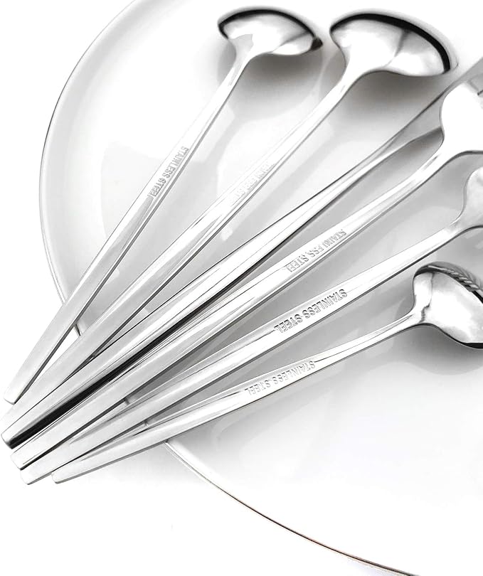 24Pcs Silver Mirror Silverware Flatware Set, 18/0 Stainless Steel Cutlery Set Utensils Kitchen Dinnerware Include Knife Fork Spoon and Teaspoon, Service for 4