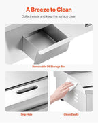 VEVOR Commercial Electric Griddle, 28.54 x 15.75 inches, 4400W, 122-570°F Adjustable Temp Control, Stainless Steel Body, Half Grooved Half Flat, with 2 Spatulas, 2 Brushes, and 4 Foot Pads, for Steak