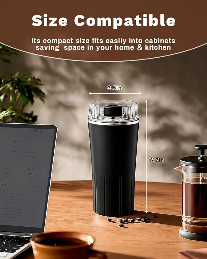One Touch Coffee Grinder Electric 300W - Heavy-Duty Stainless Steel Blades Small Grinder for Spices & Coffee Beans for Home Use, With 50g Capacity, Ideal for Espresso & French Press