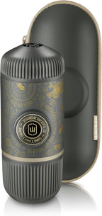 WACACO Nanopresso Portable Espresso Maker Bundled with Protective Case, 18 Bar Pressure, Portable Travel Coffee Maker, Manually Operated（Dark Soul Grey