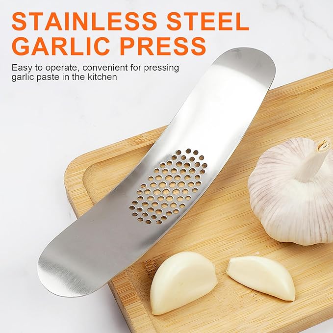 Stainless Steel Garlic Press, 304 Food Grade Direct-Press Tool, Fast Mincing, Easy to Use & Clean for Kitchen
