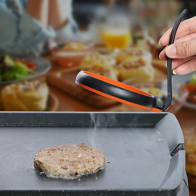 GOYLSER Silicone Egg Rings, 4pcs, 3.5 Inch, Black, Egg Mcmuffins Maker, Pancake Patties & English Muffin, Foldable Round Crumpet Ring Mold, Non Stick Egg Circles