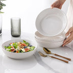 GBHOME 8.5'' Large Pasta Bowls, 38 Ounce Stoneware Salad Bowls for Kitchen, Ceramic Serving Bowls With Textured Pattern for Pasta,Fruit, Stews,Noodle, House-warming Gift,Set of 4
