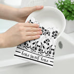 Black Kitchen Towels Decorative Set of 2, Absorbent Boho Floral Dish Towels for Kitchen Drying Cleaning, Cute Tea Towels Hand Towels for Kitchen Bar Bathroom Decor,Housewarming Gifts for Women