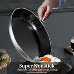 Stainless Steel Frying Pan with Lid 8.6 inch Titanium Ceramic Nonstick Frying Pan,Skillet with Stay-Cool Handle Non Toxic Healthy Ceramics Egg Pans,PFAS PFOA PTFE Free,Suitable for All Stove