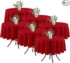 Fitable 6 Pack Red Round Table Clothes - 70 Inches in Diameter - Stain Resistant and Washable Tablecloths, Polyester Fabric Table Covers for Wedding, Party, Banquet, Gathering