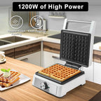 Waffles Maker 2 Slices, Large Square Belgian Waffle Maker, Anti-Overflow Waffle Iron Non-stick Plate, Thick Breakfast Waffle Machine Make Waffles in Minutes, Adjustable Temperature, 1200W