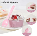 EUSOAR Disposable Ramekins with Lids and Plastic Sporks, 120pcs 5oz Mini Cheesecake Cake Pans, Aluminum Foil Dessert Muffin Creme Brulee Cupcake Liners Ramekins Disposable for Wedding Birthday Party