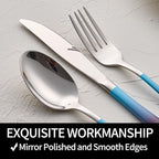20-Pieces Color Silverware Set for 4,Blue and Purple Handle Stainless Steel Cutlery Set, Include Forks Spoons and Knives Set, Dishwasher Safe Utensil Sets for Home Restaurant