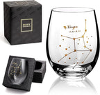 HOHY Virgo Wine Glass Virgo Birthday Gifts 20oz, Virgo Stemless Wine Glasses, Aastrology Zodiac Gifts Constellation Glass Define Design, Horoscope Gift, September Birthday Gifts for Women Men