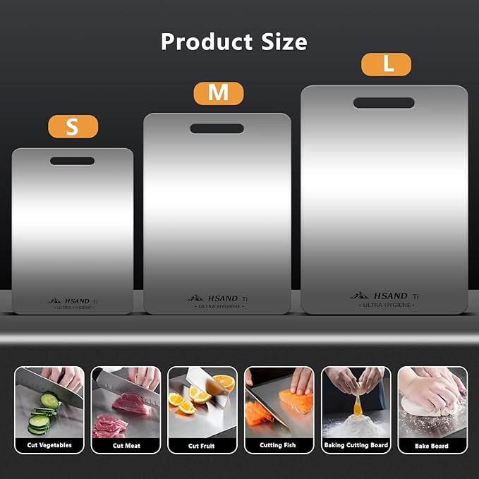 Titanium Cutting Boards for Kitchen, 100% Pure Titanium Cutting Boards, Cutting Board Double Sided Food Grade, Perfect for Sushi, Meat, Vegetables & Meal Prep – Easy To Clean