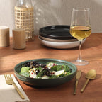 Gibson Elite Beckett 4-Piece Multi-Color 9 Inch Dinner Plate Bowl Set – Reactive Glaze Stoneware – Shallow Pasta Bowls – Wide-Rim Round Design – Microwave & Dishwasher Safe