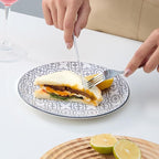 bestone 7.5 Inch Porcelain Salad Plates Set, Porcelain Dessert/Salad Plate，Classic Round with Wide Rim, Lead-Free,Dishwasher, Microwave, Freezer, Oven Safe, for Everyday Use-Set of 4，Grey