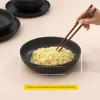 JoyJolt Mesa 40oz Stoneware Serving Bowls, Pasta Bowls Set of 4, Large Salad Pho Soup Bowls for Kitchen, Dishwasher and Microwave Safe Plate Bowls, Aesthetic Kitchen Essentials - Matte Black