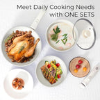 15Pcs Pots and Pans Set Non Stick, Cookware Sets with Detachable Handle, Nonstick RV Kitchen Cooking Tools Removable Handles, Oven Safe, Induction Fast, Stackable Induction Cookware, Pink