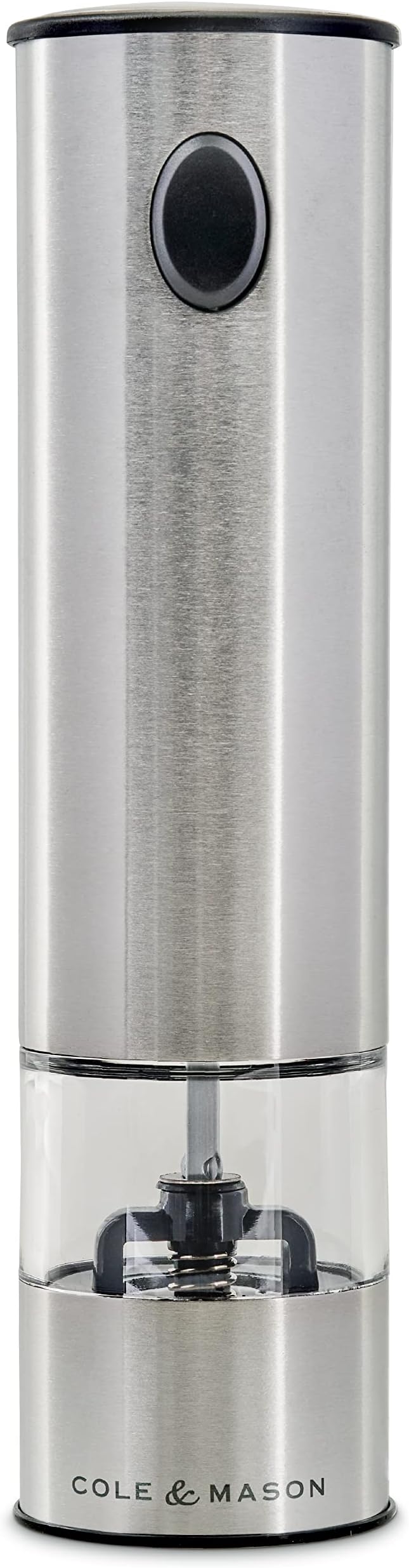 Cole & Mason Battersea Electronic Salt & Pepper Mill - One-Button Salt & Pepper Grinder - Refillable & Adjustable Salt & Pepper Shakers - Kitchen Accessories - Stainless Steel - 1 Pack