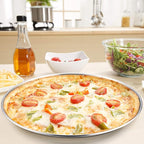 P&P CHEF Pizza Pan Bakeware for Home Kitchen, Stainless Steel Pizza Tray for Baking Pizza, Healthy & Reusable & Easy Clean, Oven & Freezer Safe, 13.5 Inch & Silver