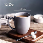AmorArc 12 oz Coffee Mugs Set of 6, Ceramic coffee mugs with large handle for Men Women, Coffee Mugs for Coffee,Tea,Latte,Cocoa. Easy to Hold&Clean, Dishwasher&Microwave Safe, Matte Grey