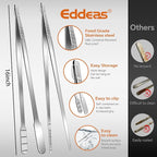 16 Inch long Kitchen Tweezers - 2 Pack large Tweezer Tongs for Cooking, Heavy Duty Stainless Steel Heat Resistant 600°F Food tweezers, Dishwasher safe