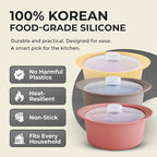27oz Platinum Silicone Microwave Steamer Pot with Handle & Lid - Korean 100% Food-Grade Steamer Bowl, Heat-Resistant Cooker with Steam Holes, Easy Clean, Dishwasher Safe, Yellow