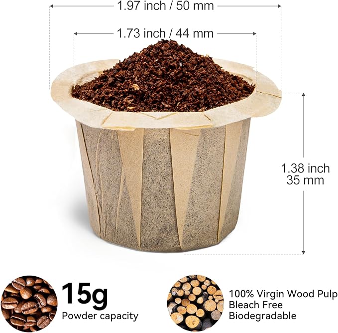 100 Count Fanativita K Cup Coffee Filters Disposable for Keurig Single Cup, Compatible with All Reusable K Cups (Unbleached)