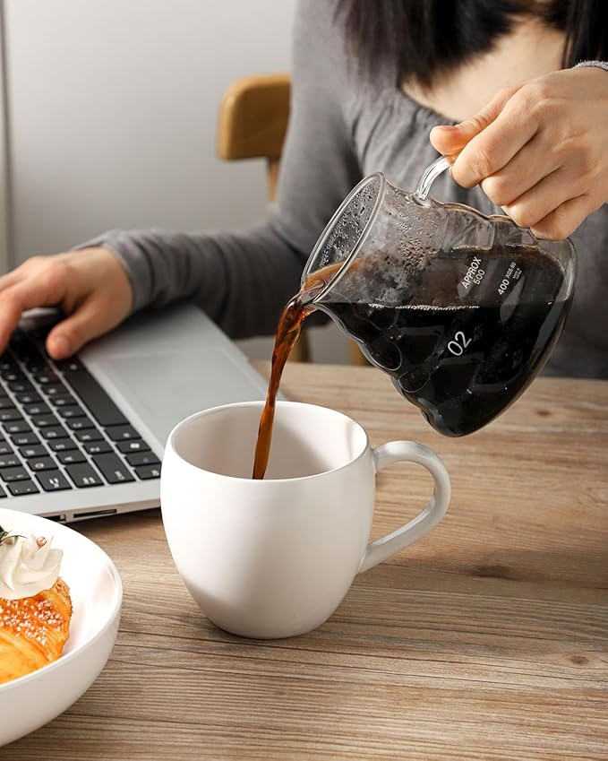 Coffee Mugs Set of 4, Stoneware 16 oz Coffee Cups for Latte, Tea, Milk, Cappuccino, Ceramic Tea Cups for Housewarming Wedding Gift, Microwave & Dishwasher Safe, Matte White