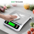 Large Digital Kitchen Scale 40kg/88lbs Commercial Food Scale with Tare and PCS Funtion for Parts and Coins LCD Display Stainless Steel Baking Scale for Cooking, Adapter Included (White, 40kg)