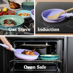 Ombré Titanium Ceramic Cookware Set Non Toxic – 8 Pcs Non Stick Pots and Pans Set with Removable Handles, Magnetic Lid & Wooden Spatula for Cooking – Oven & Dishwasher Safe (Catalina Blue)