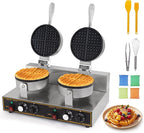 Dyna-Living Waffle Maker 2400W Double Waffle Iron Maker Restaurant Non-stick Round Waffle Machine Commercial Waffle Maker Large Waffle Machine for Hotel, Thicken Stainless Steel